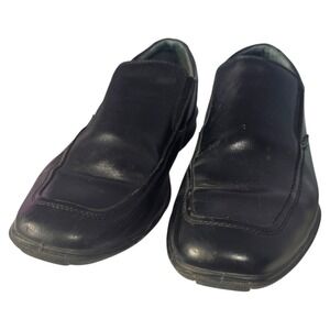 Hush Puppies Mens Black Leather Slip On Extra‎ Wide Loafers Shoes Size 10.5 Wide